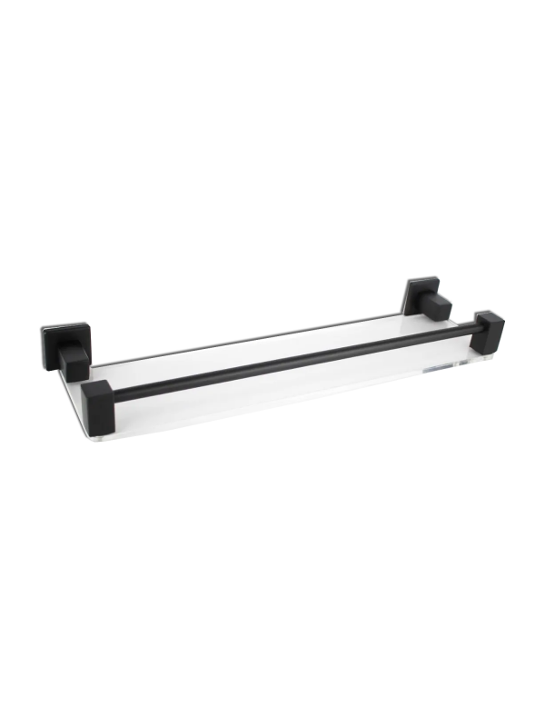 Porta Shampoo De Parede Inox Preto Gardênia Com Acrílico