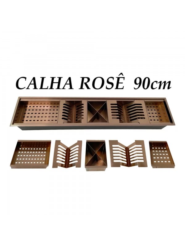 Calha Escorredor Rosê Embutir Úmida Inox 90cm Cal-008