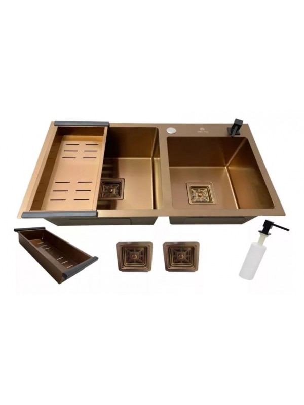 Cuba Gourmet Dupla Aço Inox Rosê 78x43cm Cub-012
