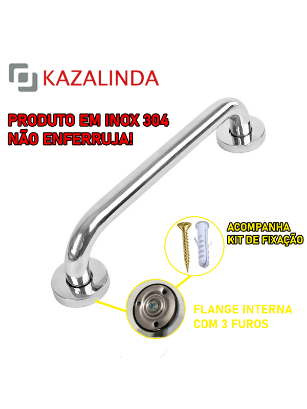 Barra de Apoio Inox 600mm Kzi