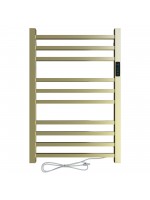 Toalheiro Térmico Dourado Escovado Quadrado com Timer - Bivolt - Saída do Fio Lado Direito