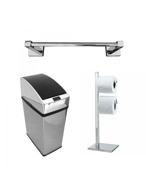 Toalheiro 30cm Lixeira Automática 3L Papeleira Dupla Inox