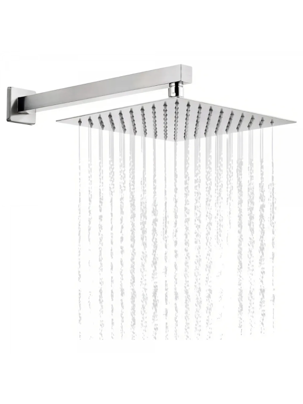 Chuveiro Ducha Quadrada Inox 20x20cm com Braço 30cm - Maxforte