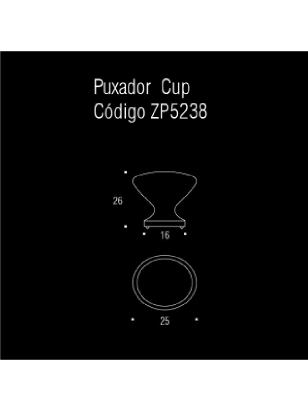 Puxador Ponto Cup - Preto Fosco - Zen Design