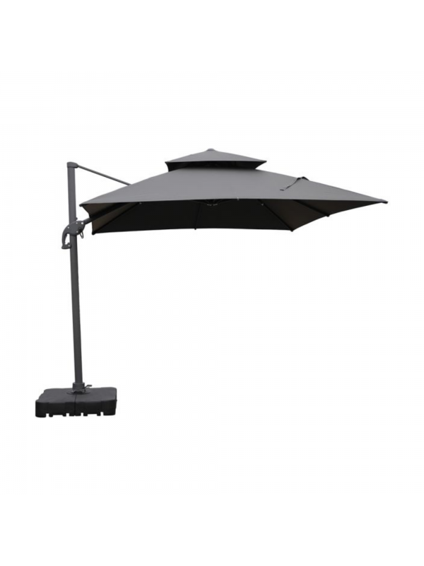 Ombrelone Guarda-Sol Lateral Tulum 3x3m Grafite Alumínio com Base e Proteção UV