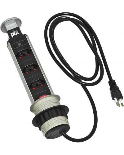 Torre Multiplug Retrátil Com 3 Tomadas