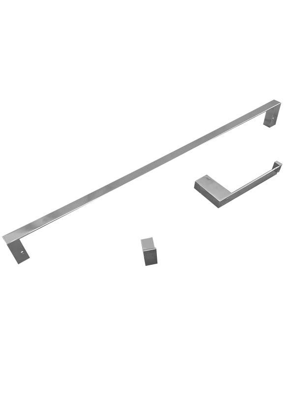 Kit Papeleira Cabide Toalheiro 45cm Slim Trendmetais