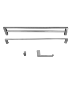  Kit Papeleira Cabide Toalheiro Duplo 60cm Toalheiro 60cm Slim Trendmetais