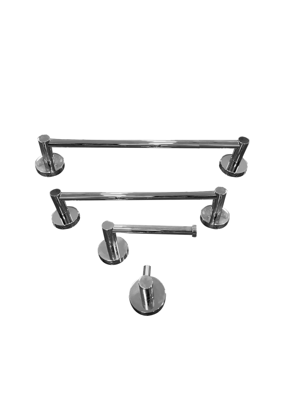 Kit Papeleira Cabide Toalheiro 45cm Toalheiro 30cm Redondo Trendmetais