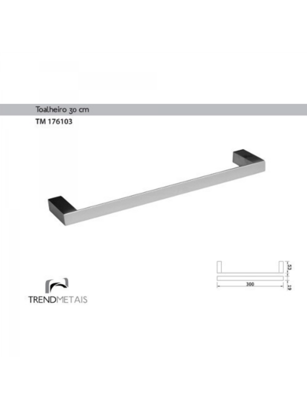 Kit Papeleira Cabide Toalheiro Duplo 60 Toalheiro 30cm Slim Trendmetais