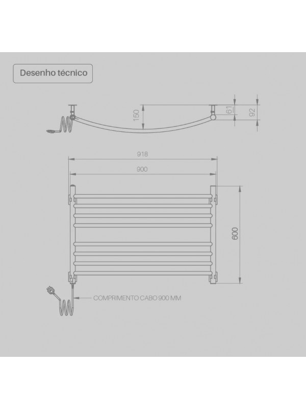 Aquecedor de Toalhas Térmico Famiglia Curvo Inox 