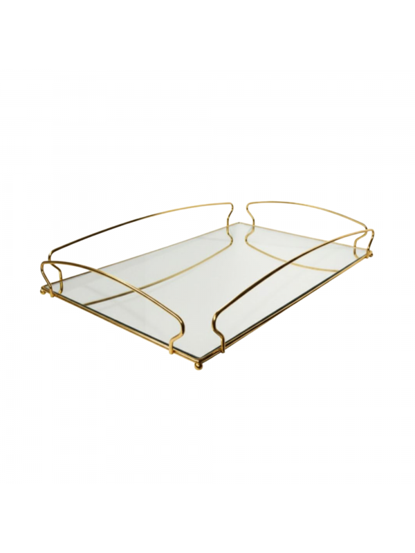 Bandeja Decorativa Classic Grande Dourada com Espelho 389 Duler