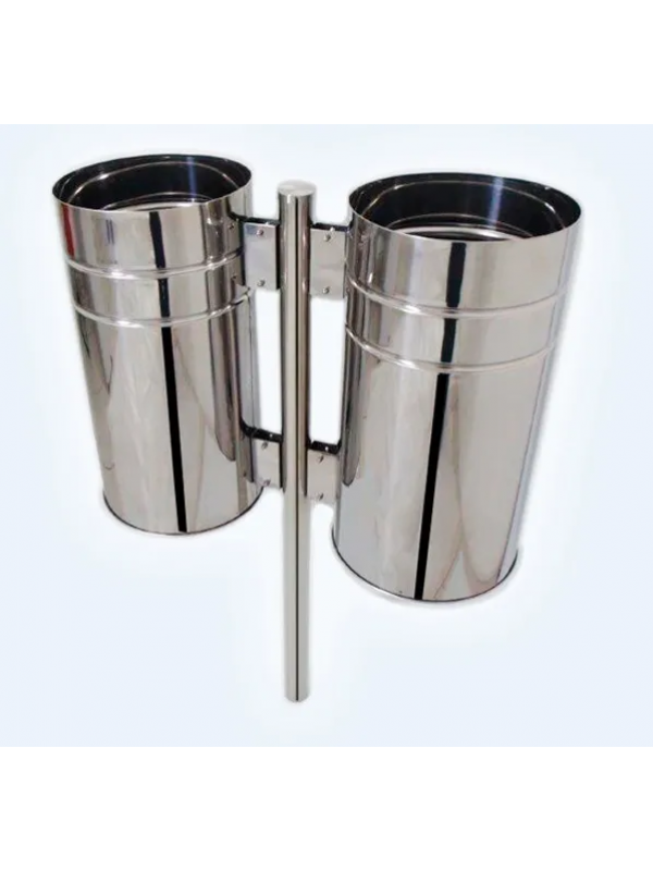Lixeira com Tampa Basculante Aço Inox 430 Dupla Urbana 30x70 Lu-02B
