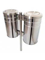 Lixeira com Tampa Basculante Aço Inox 430 Dupla Urbana 30x70 Lu-02B