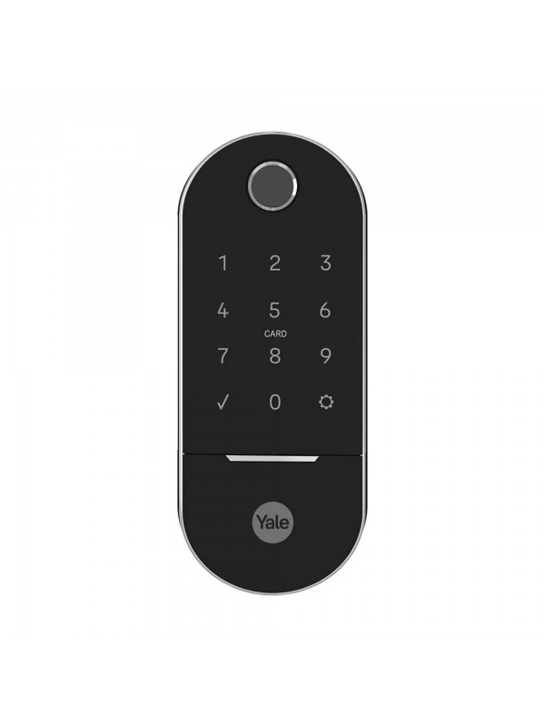 Combo Fechadura Digital Lia com Biometria Senha Aplicativo Preto e Prata Yale
