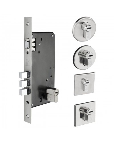 Fechadura Porta Rolete 03 Pinos Quadrada ou Redonda Chave Multiponto - Cilindro de 7cm