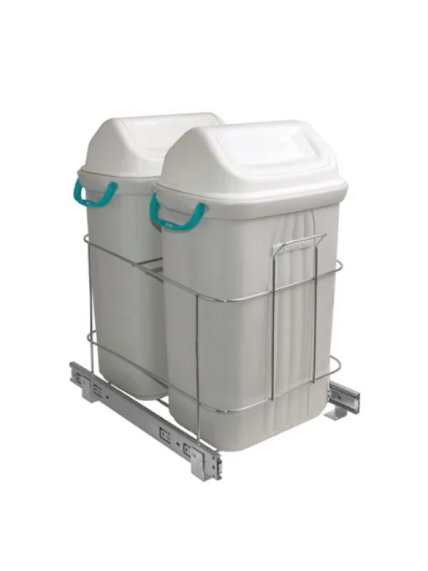 Lixeira Deslizante Dupla 30l Para Cozinha Cromada GTB - 7190 Lixeira Deslizante Dupla 30l Para Cozinha Cromada GTB - 7190