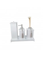 Kit Potes em Acrílico para Banheiro 4 Peças Luxo Branco (K15br2)