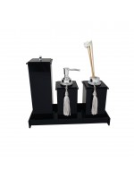 Kit Potes em Acrílico para Banheiro 4 Peças Luxo K15pt2 Preto
