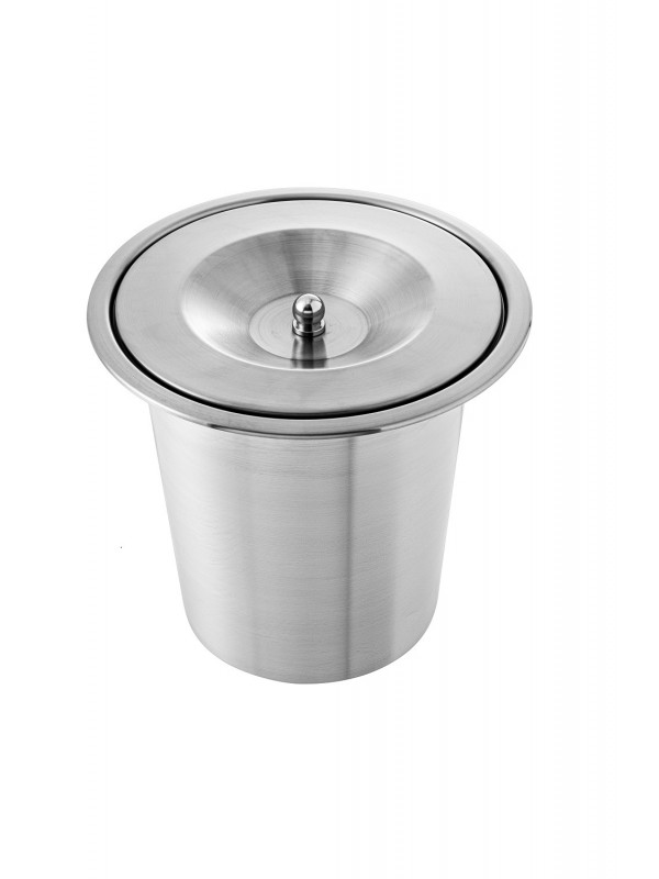 Lixeira Embutir com Tampa Inox e Balde Alumínio 3L e Dosador de Detergente Inox - Acabamento Escovado