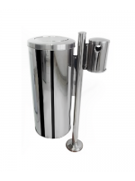 Lixeira de Inox + Coletor de Cigarros Condomínio e Parques 30 Litros