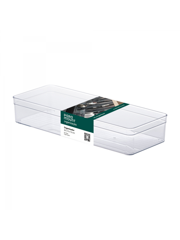 Organizador Longo Diamond Cristal Paramount p/ Gavetas e Armários | Plástico Transparente 40cm