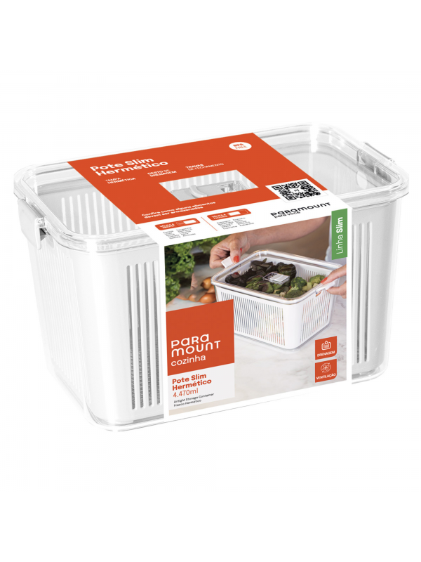 Pote Organizador Slim Multiuso 4,470ml Branco Paramount - Otimize Espaços Pote Organizador Slim Multiuso 4,470ml Branco Paramount - Otimize Espaços
