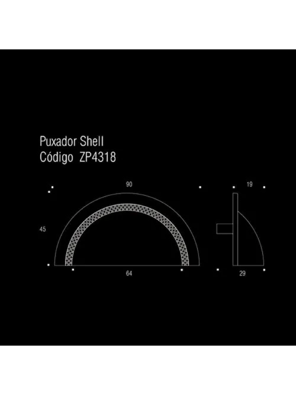 Puxador Concha Shell 64mm Metallo Vecchio Zen Design