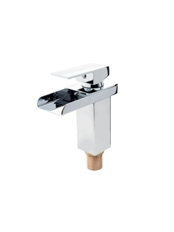 Torneira Monocomando Cascata Quadrada Bica Baixa Inox Polido