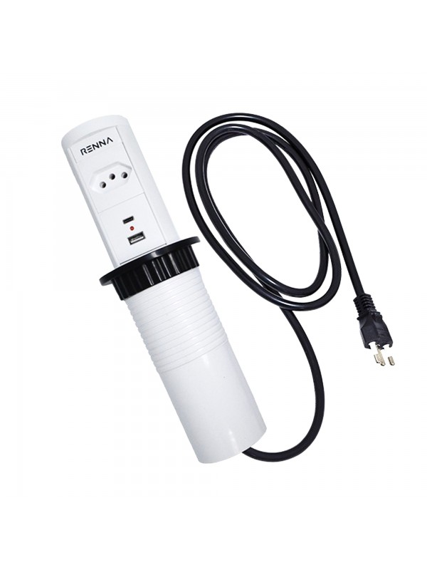 Torre de Tomada Automática 1 Tomada + 2 USB (Branca, Prata ou Preta)