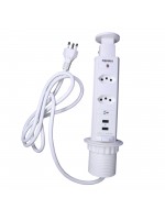 Torre De Tomada Renna Retrátil Embutir Usb Multiplug Branca