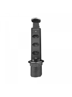 Torre Preta Inox com 3 Tomadas para Embutir Retrátil KZI