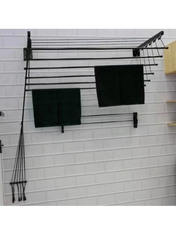 Varal Parede ou Teto Preto 120cm - Secalux