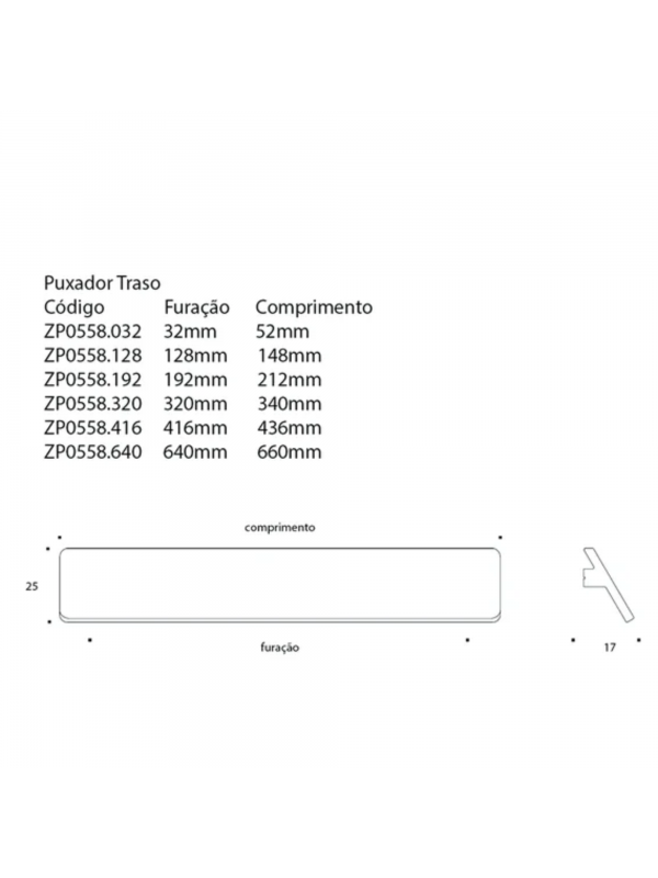 Puxador Traso 32mm Rose Escovado Zen Design