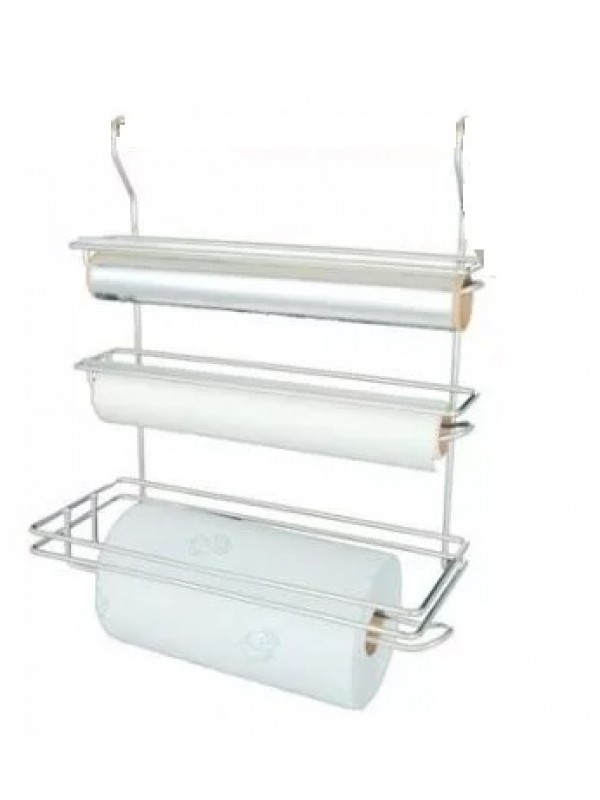 Porta Rolos Papel Toalha Triplo Inox Uso Em Tubo Jomer 3001