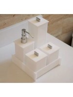 Kit Potes em Acrílico para Banheiro - Branco - Linha Inovar 