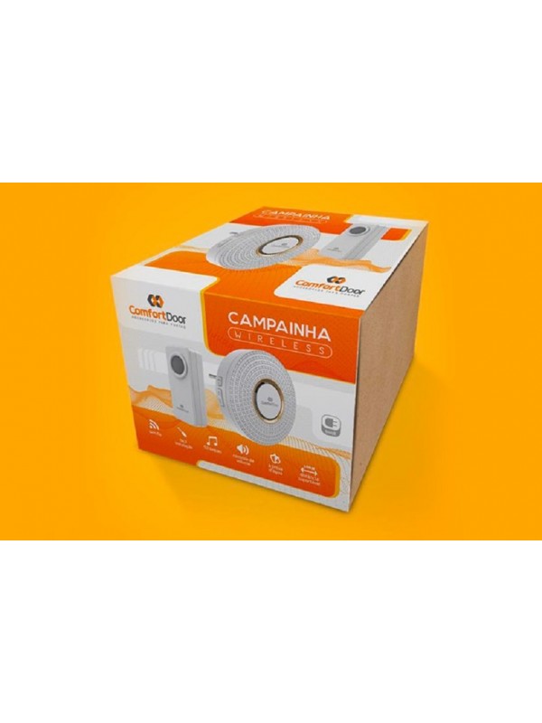 Campainha Wireless Sem Fio Branca Bivolt Comfort Door 100mts