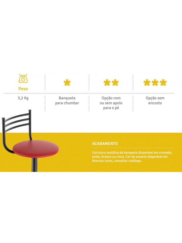 Banqueta Cozinha Lanchonete Cromada Fixa Alta 90cm - Flape - 1 Unidade