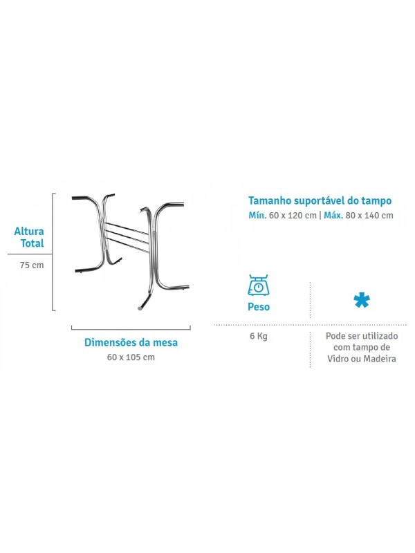 Base de Mesa Veneza Aço Cromado - Flape