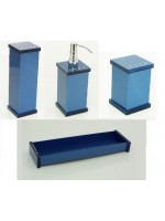 Kit Potes P/ Banheiro Acrílico C/ Strass Bandeja Retangular - Azul