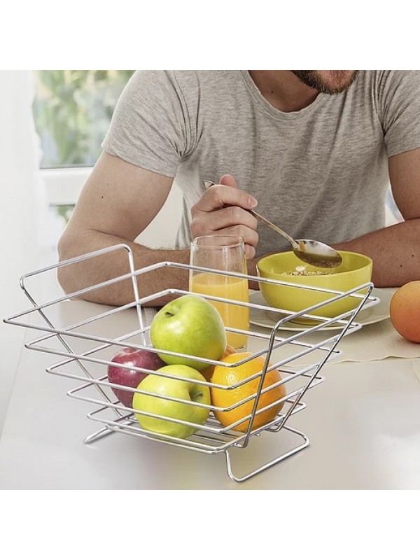 Fruteira Quadrada De Mesa Bancada Cromada Jomer 7401