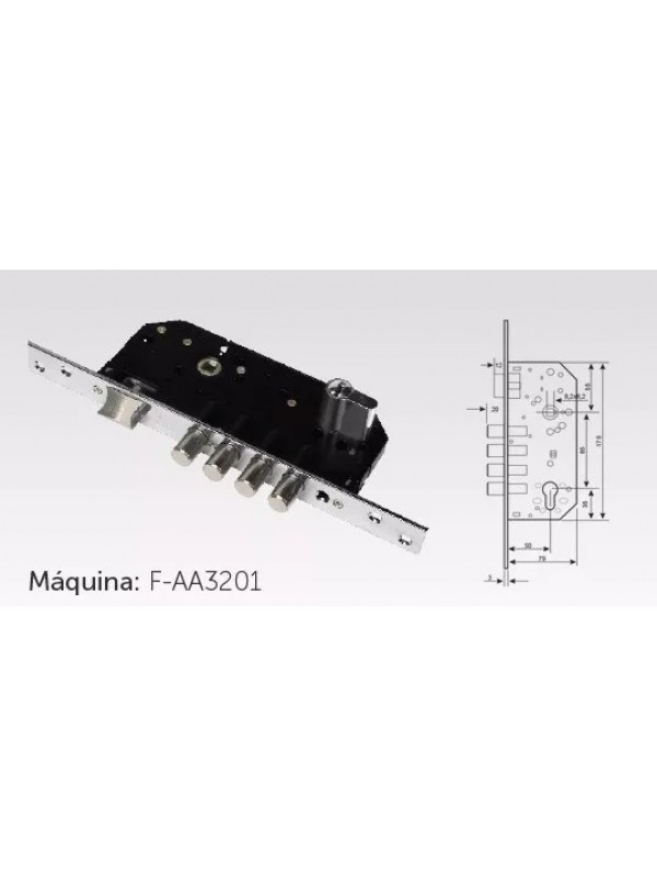 Fechadura Porta 04 Pinos Chave Multiponto - Com Maçaneta