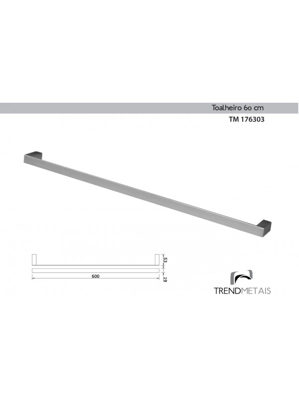 Toalheiro 60cm Latão Banheiro Slim Trendmetais Tm 176303